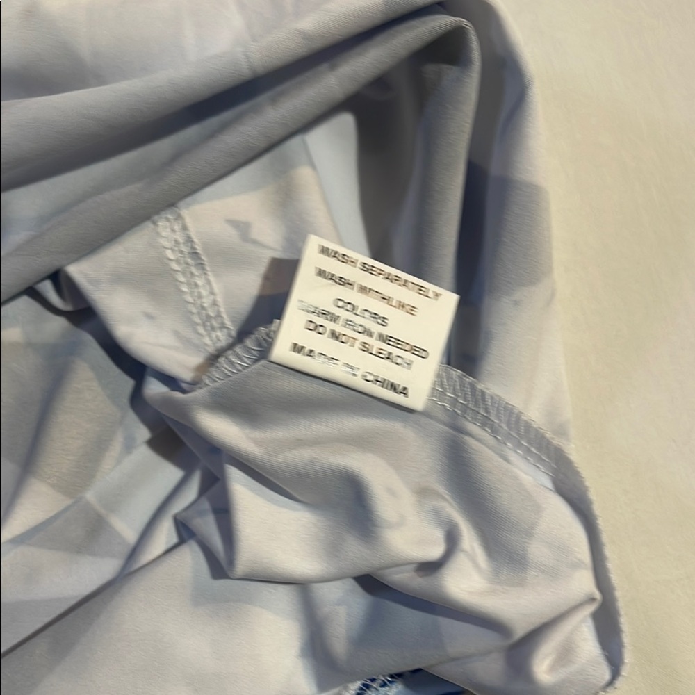 Blue and White Geometric Polo Button Down Shirt - Picture 4 of 12